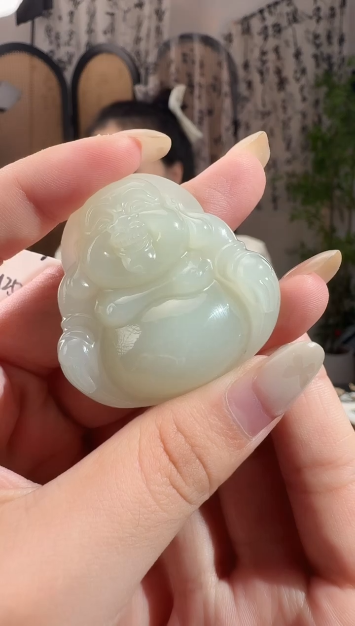 和田玉未镶嵌颈饰45高晴白佛公 19