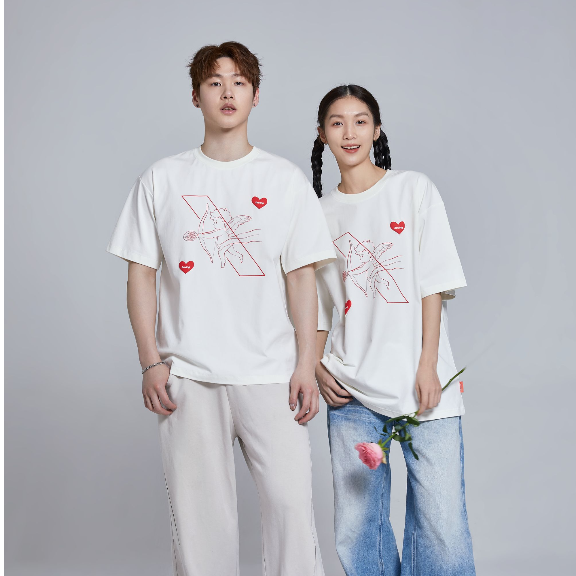 Zswing丘比特系列短袖1件情侣装潮流T恤-版型偏大宽松圆领