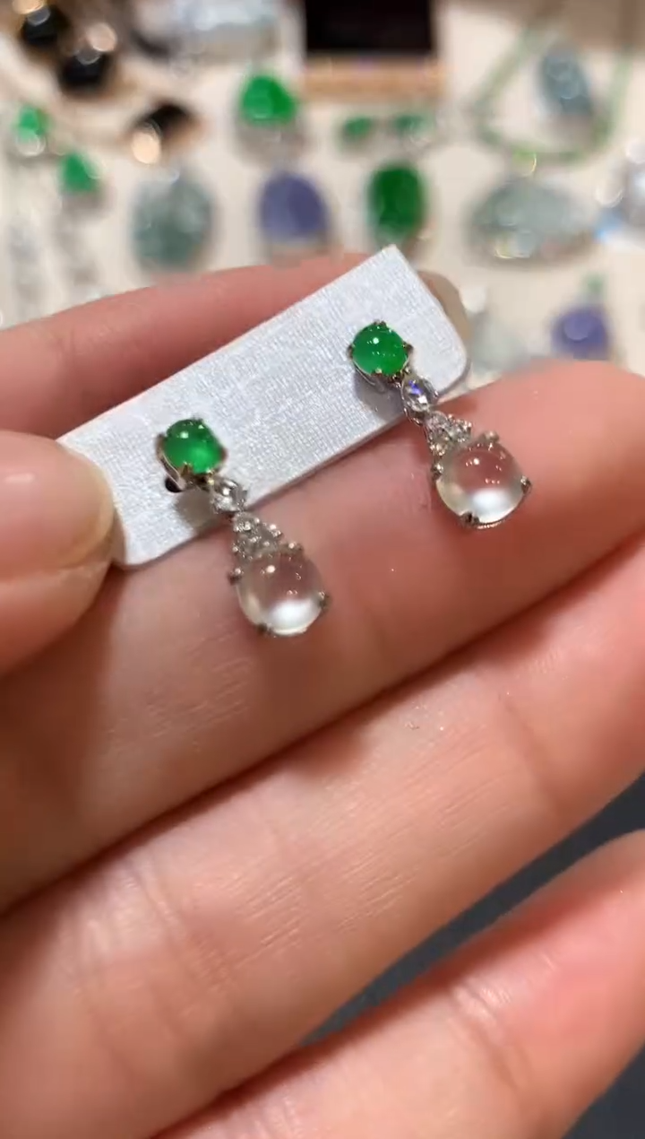 18K金镶嵌翡翠耳饰z42多样性一件发货