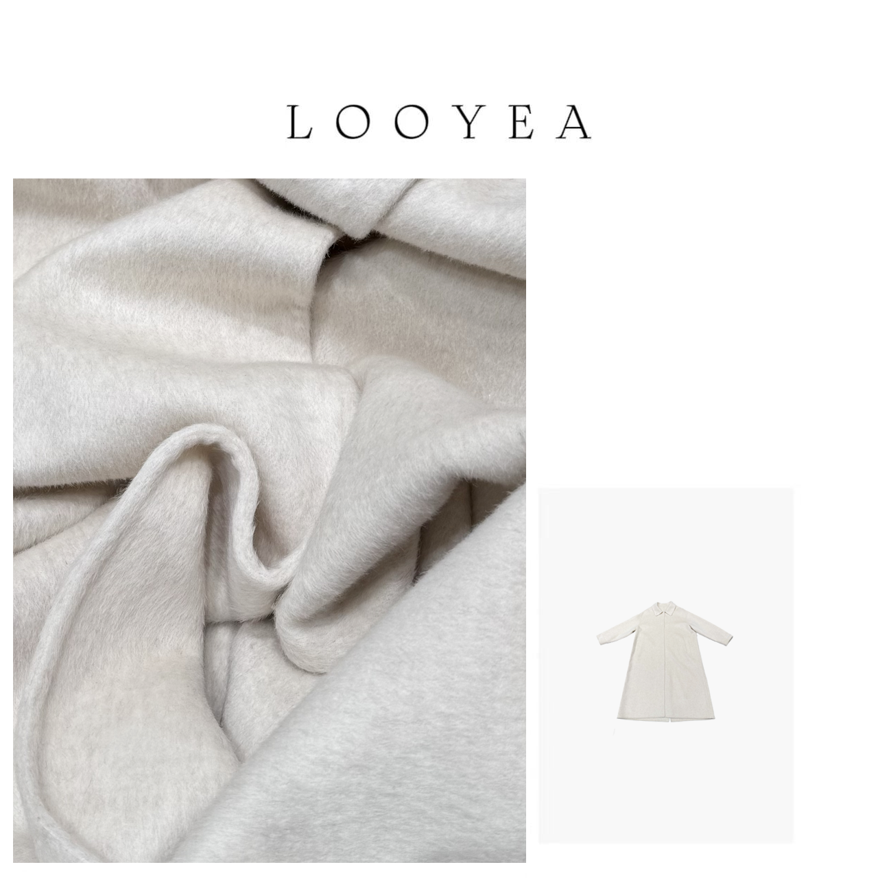 【北岛雪山】LOOYEA 韩系秋冬气质翻领大衣长款毛呢外套 24070