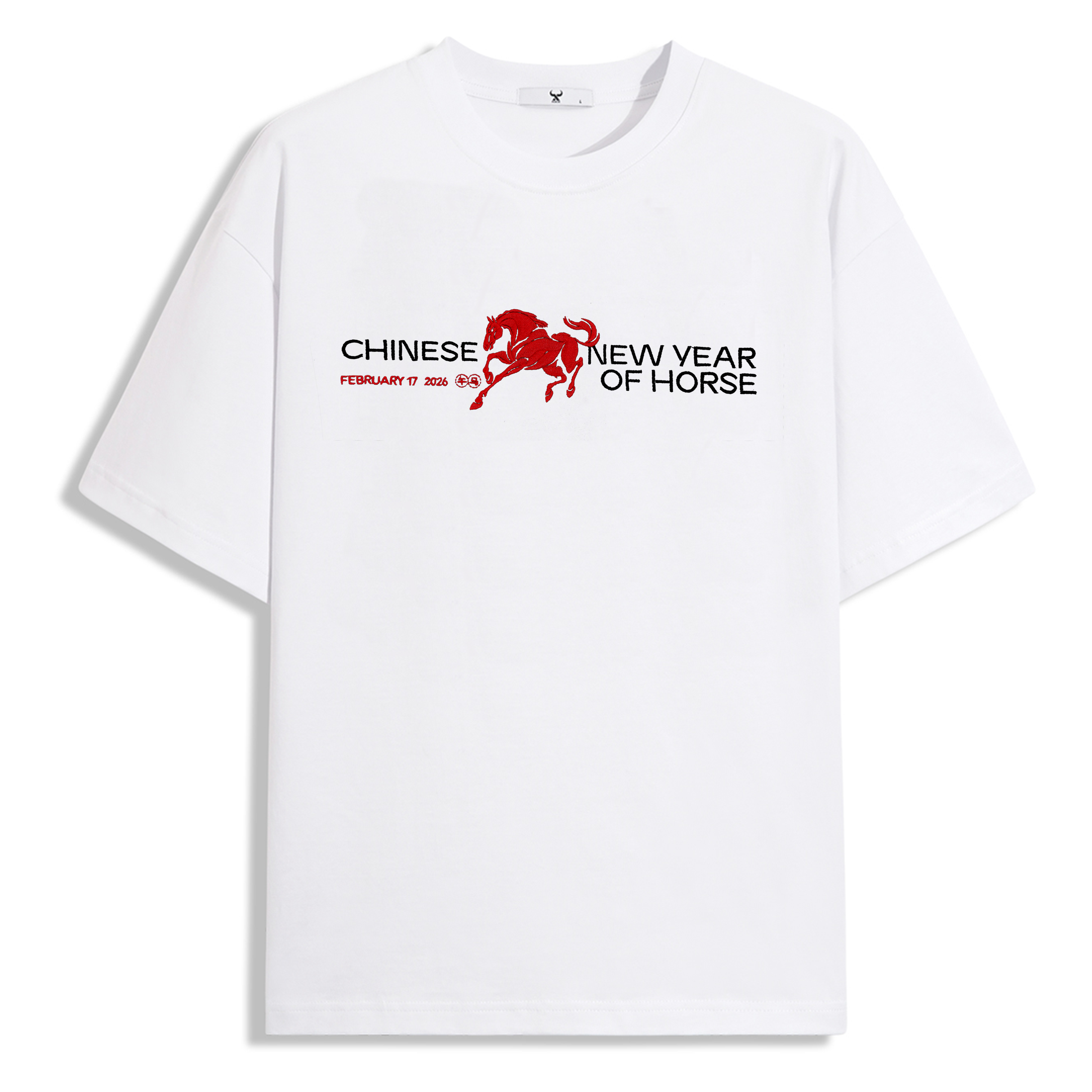 【馬年-馬上有財】高端重工字母马刺绣时尚绣花男女同款短袖T