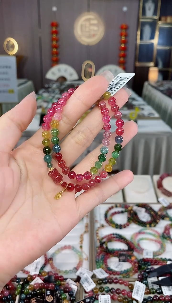 收藏级老矿碧玺双圈手串5mm+未镶嵌碧玺多样性发一条hon