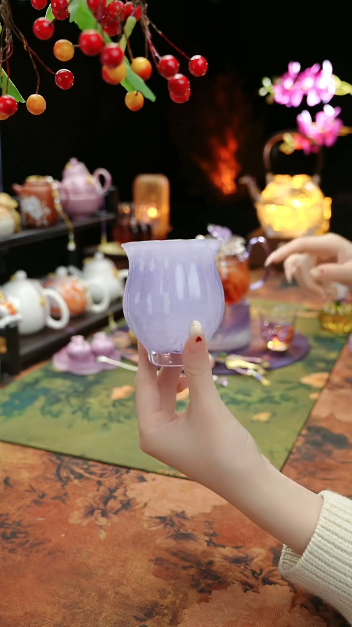 【闪购商品】紫色水晶琉璃水仙主人杯110cc