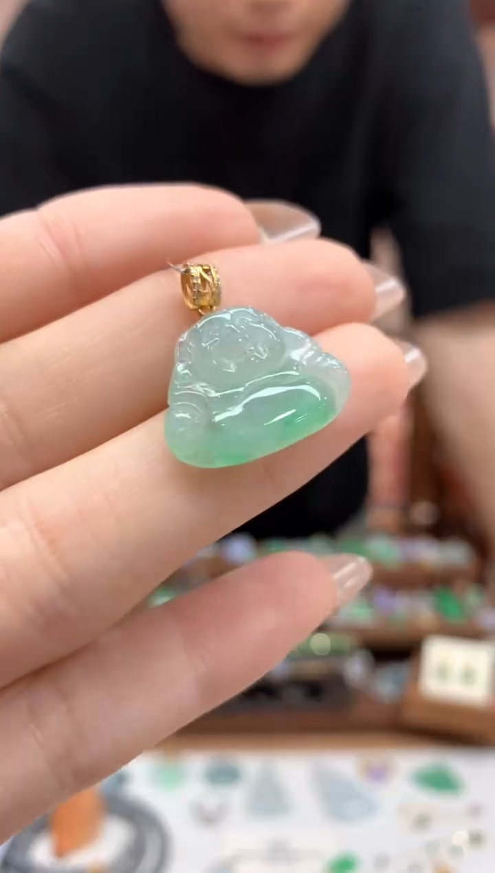 【闪购商品】翡翠吊坠(不含链)18K金镶嵌佛公
