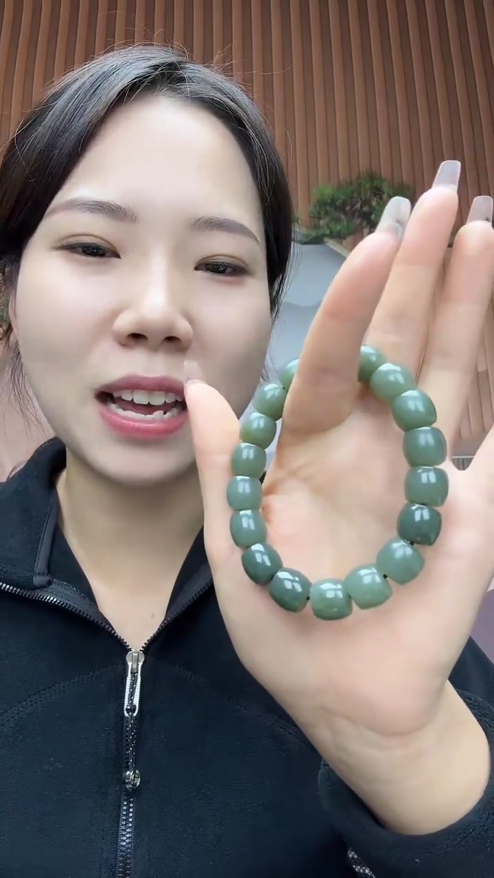 未镶嵌手链和田玉且末天空蓝卡12直切手串
