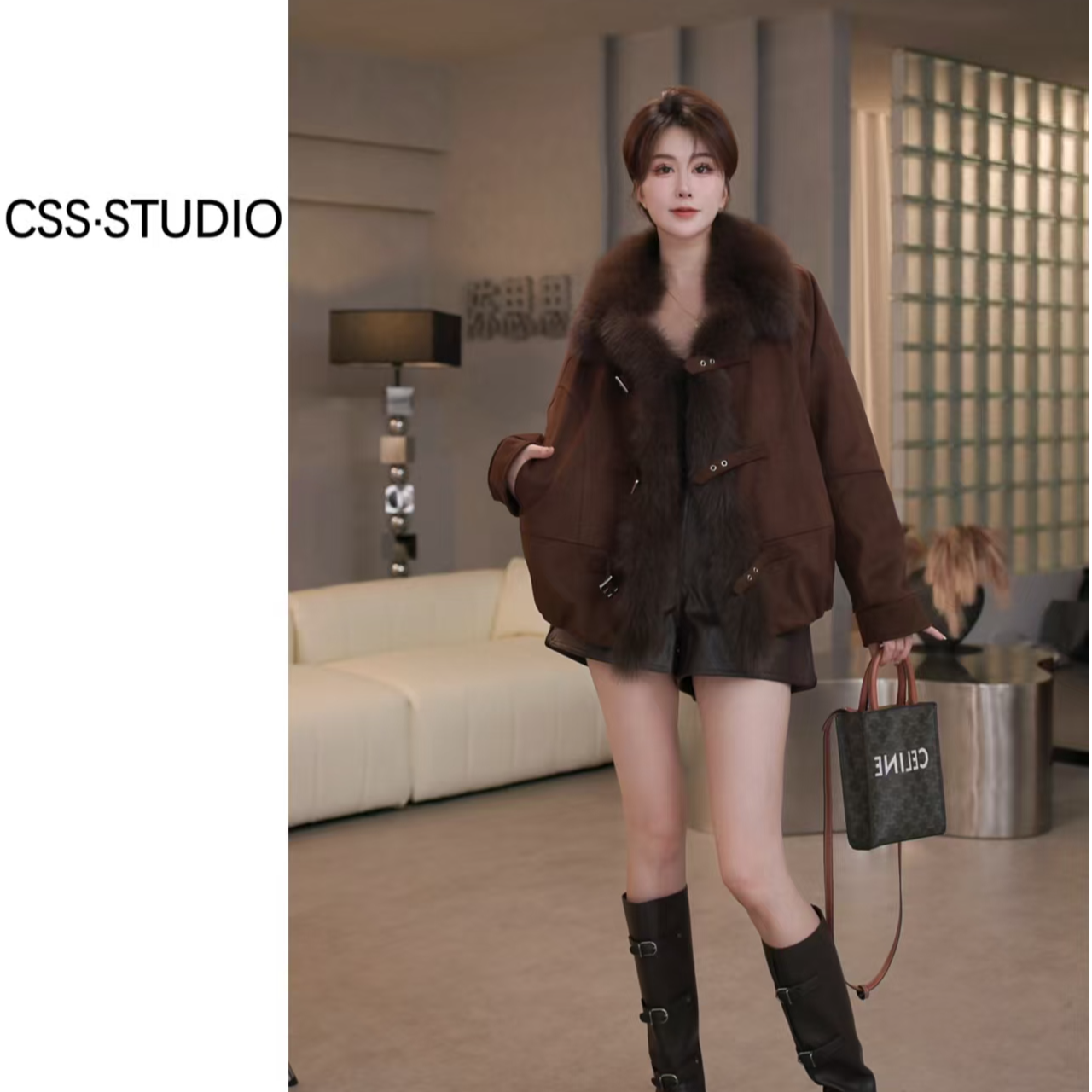 【ou.y思思A】芬兰进口狐狸毛领休闲长款鹅绒皮草外套2025新款保暖