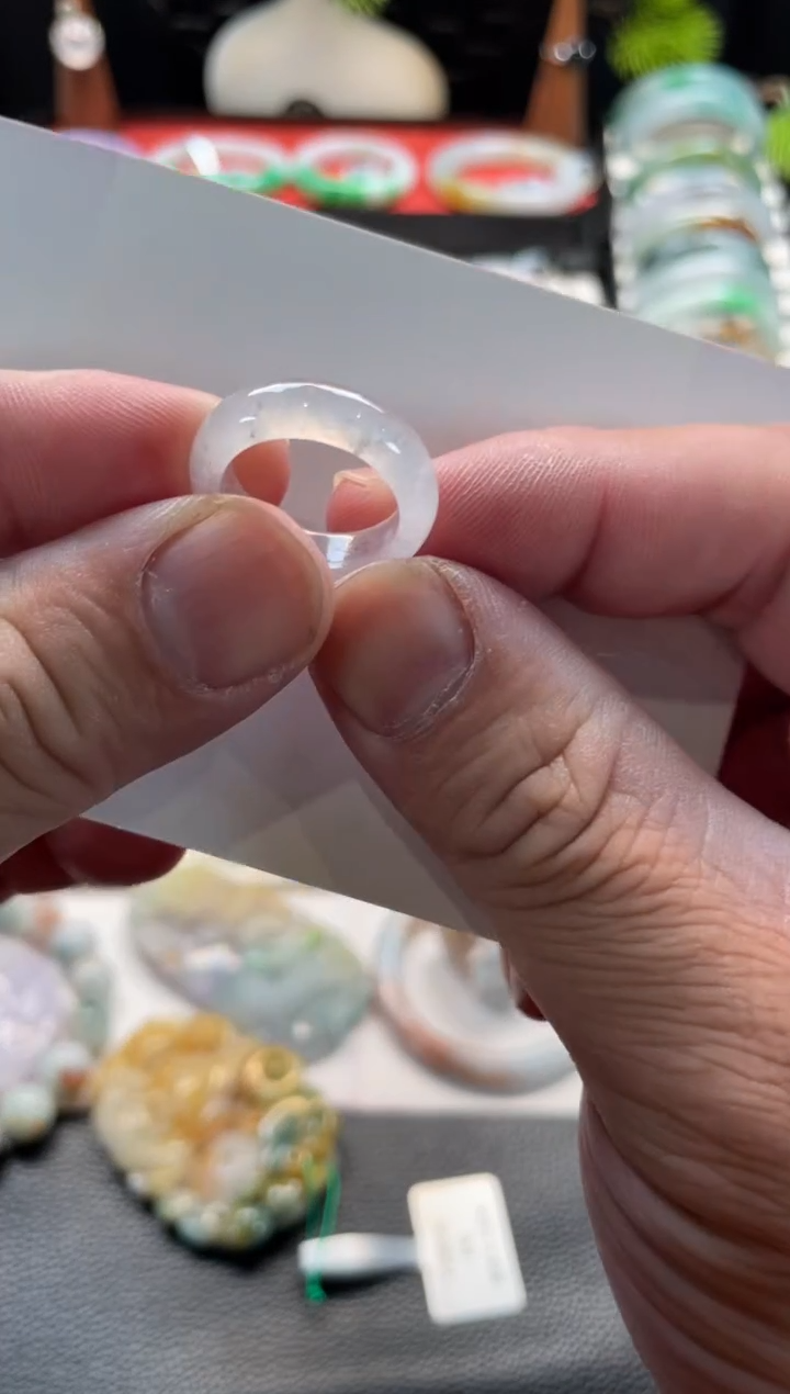 未镶嵌戒指翡翠38号链接 有纹裂 11 12