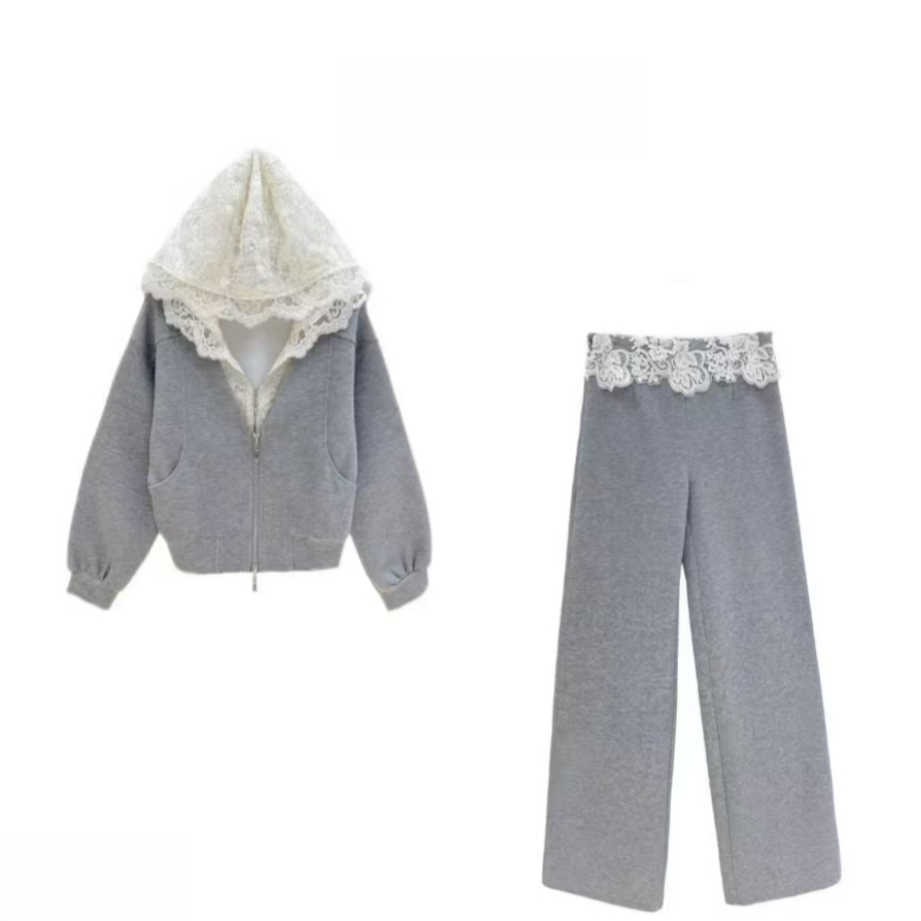 BD【眉开眼笑】2025春季新款卫衣外套+裤子休闲设计师套装