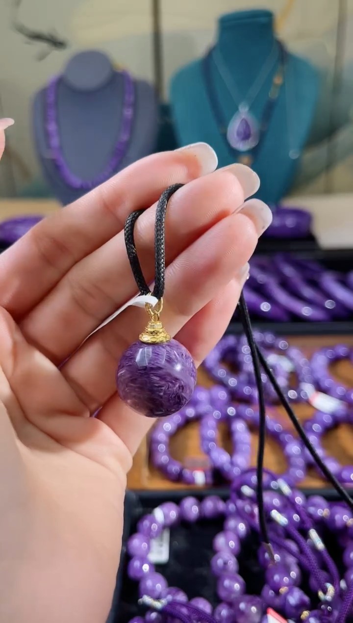 【闪购商品】查罗石（紫龙晶）吊坠未镶嵌锁骨珠