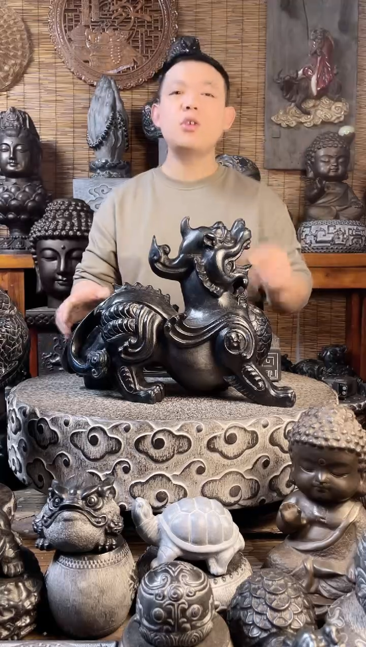 【闪购商品】40飞天貔貅一对天然青石雕刻
