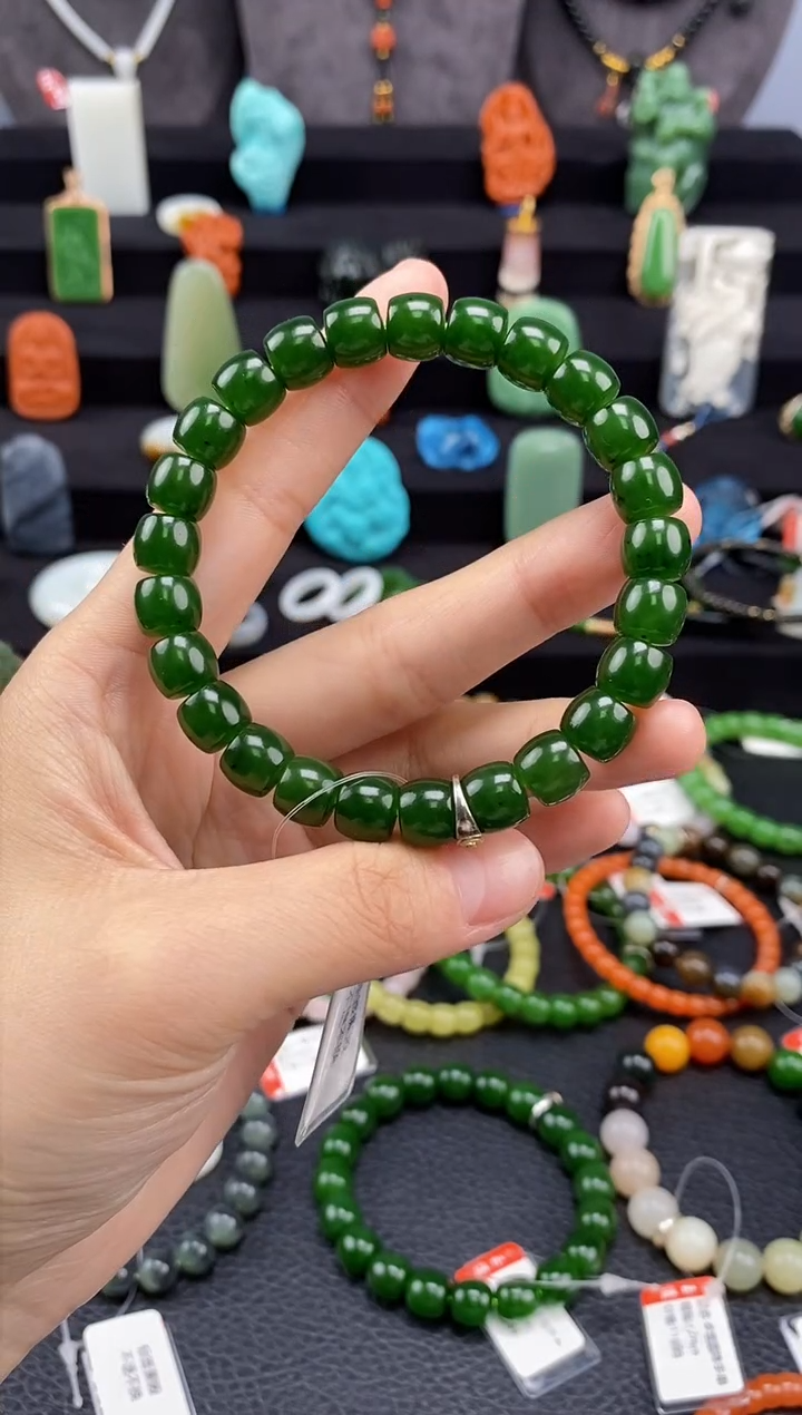 【闪购商品】和田玉-未镶嵌9mm碧玉手串