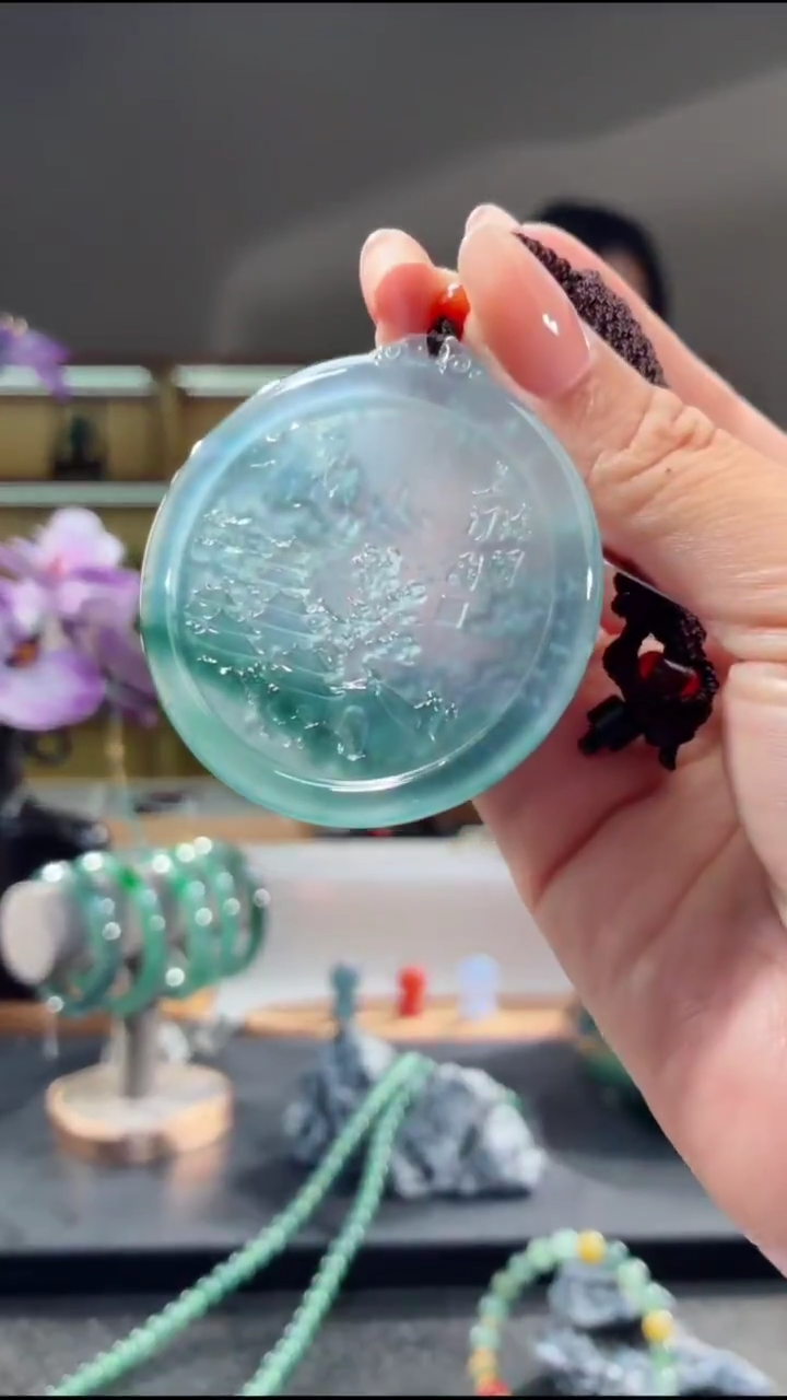 吊坠(不含链)未镶嵌翡翠山水牌（多样性发其一）