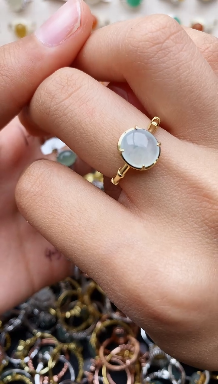 【闪购商品】翡翠戒指银S925镶嵌缅甸翡翠