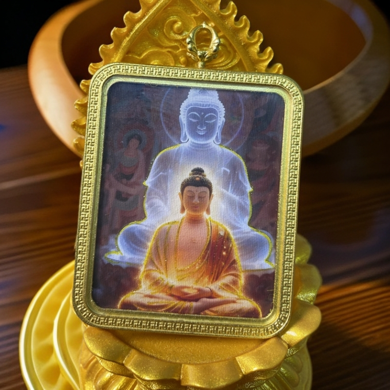 藏族释迦摩尼圣像珍藏唐卡吊坠