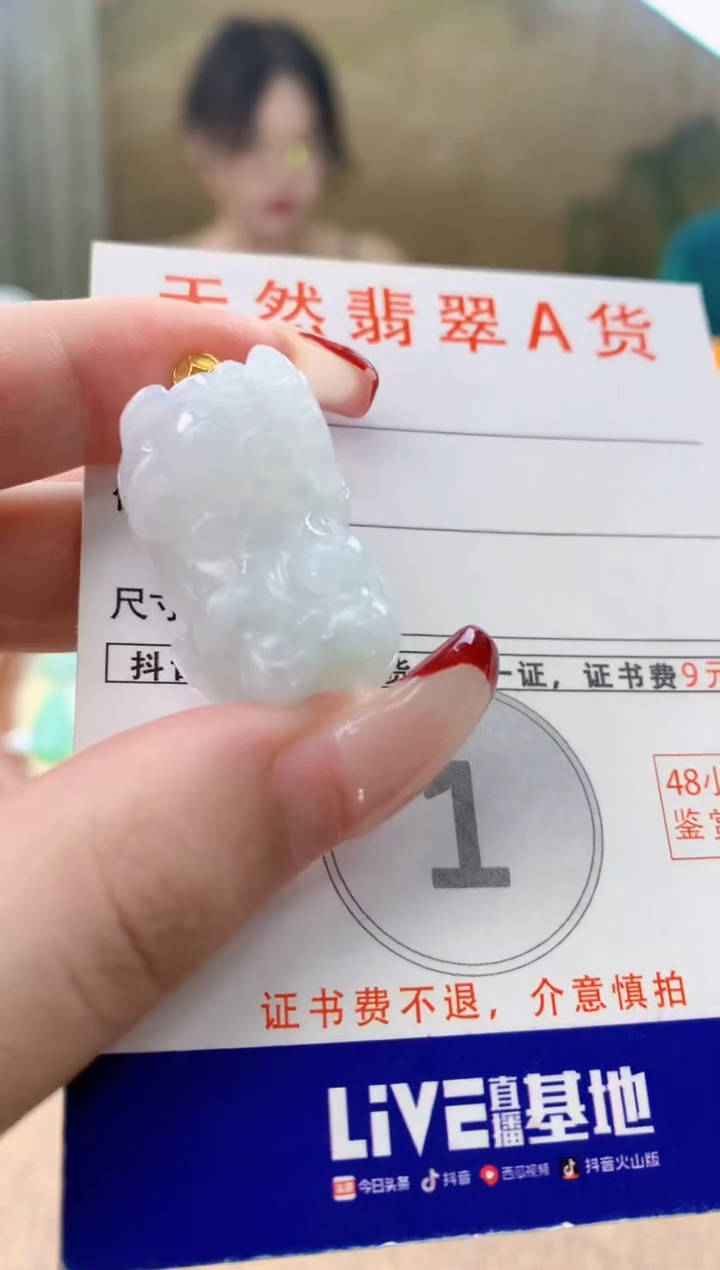 颈饰18K金镶嵌翡翠天然A货翡翠挂件