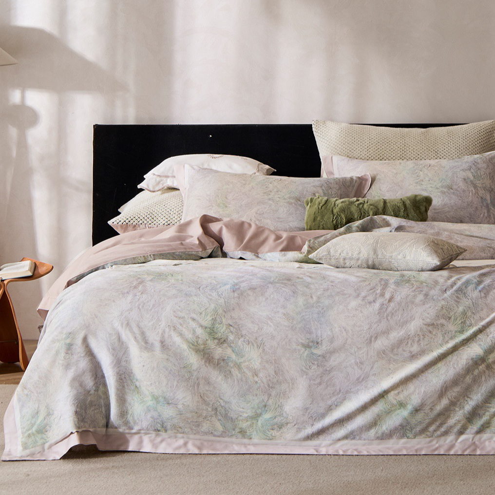 丽家平! 宝缦丽本 欢歌东帝兴裸睡天丝棉磨毛保暖床品四件套