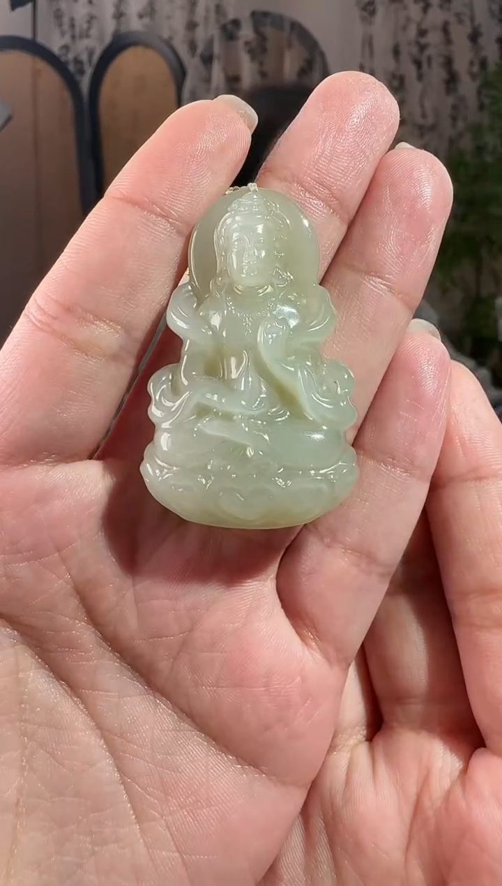 颈饰未镶嵌和田玉观音 15