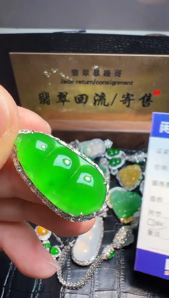 【闪购商品】翡翠颈饰18K金镶嵌翡翠回流