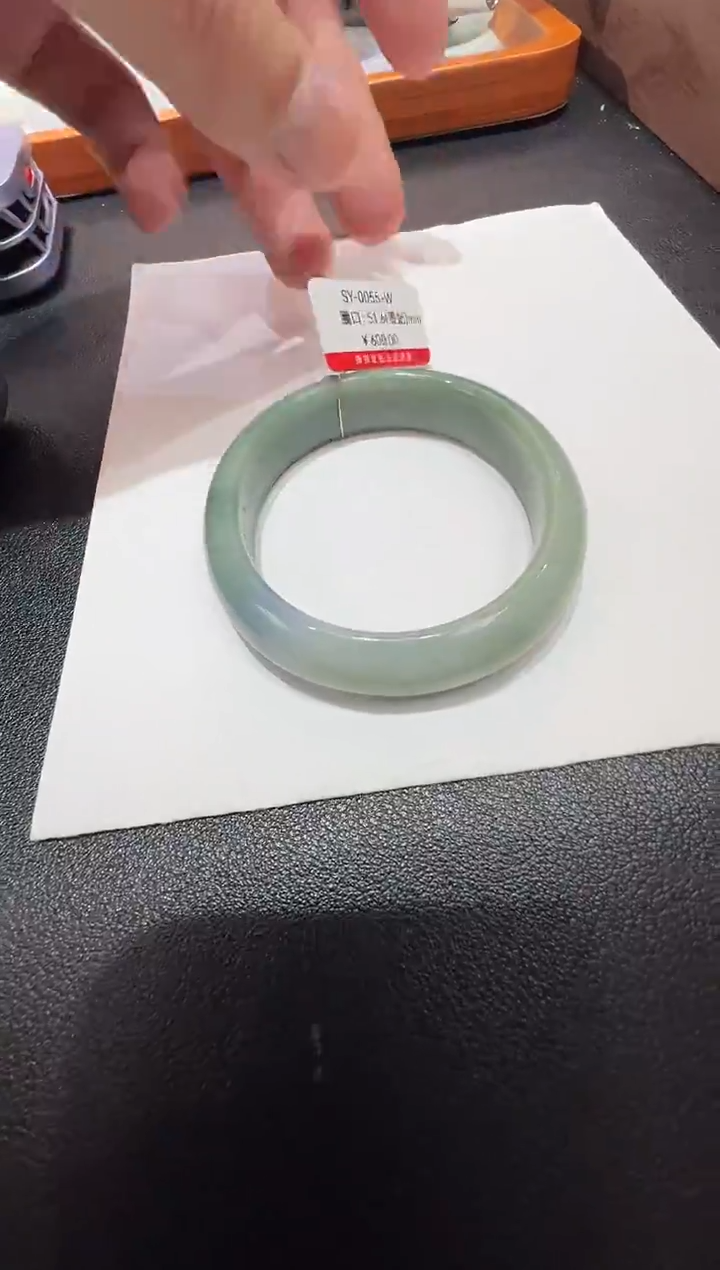 纯天然缅甸A货翡翠贵妃手镯51-52mm-55号