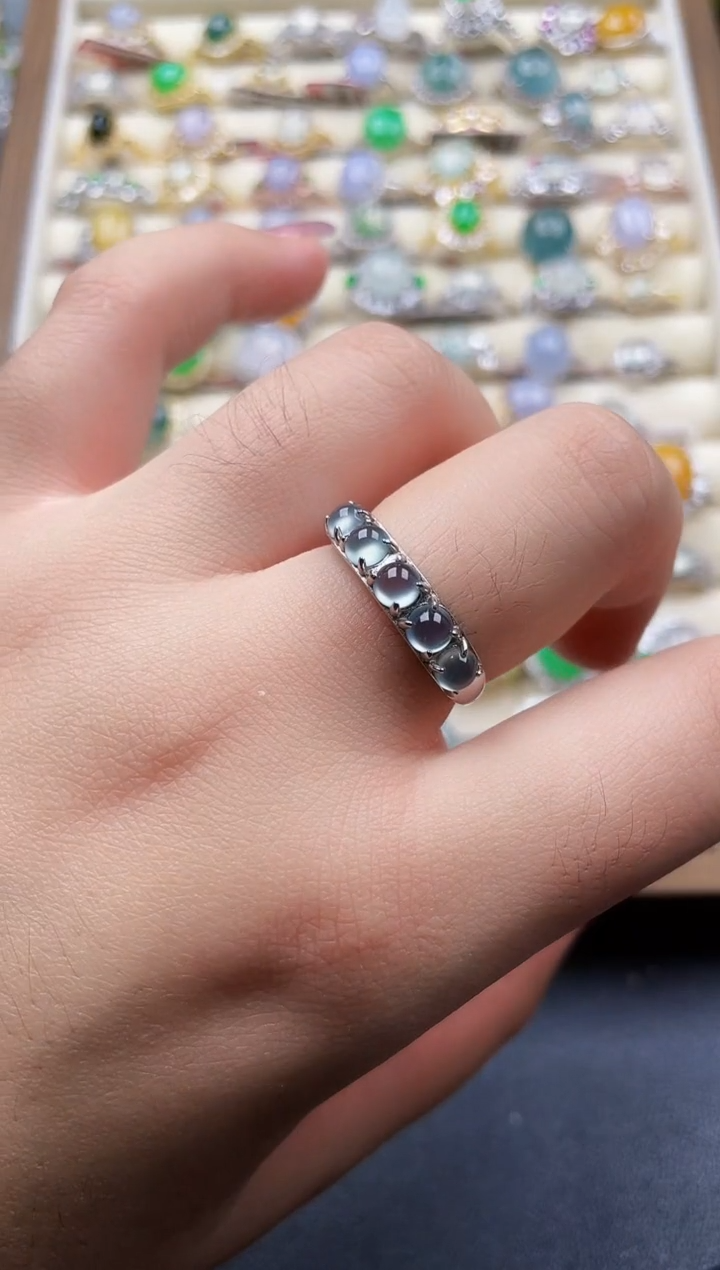 银S925镶嵌戒指翡翠85