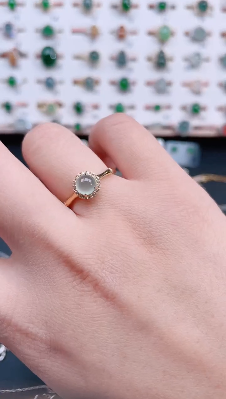 银S925镶嵌戒指翡翠天然翡翠