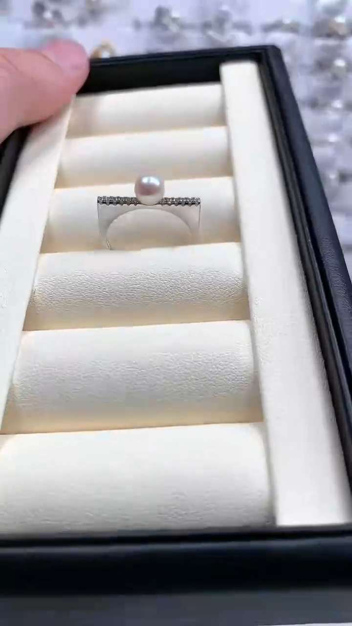 【闪购商品】海水珍珠戒指银S925镶嵌平衡木珍珠戒指