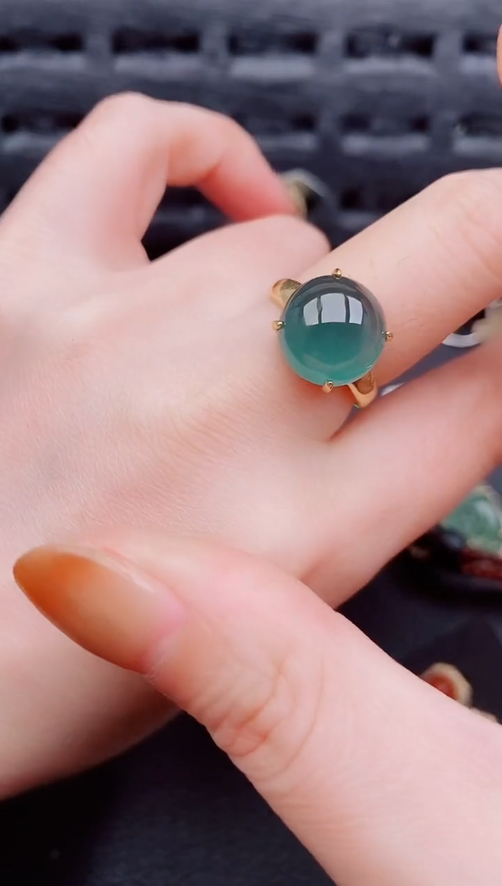 【闪购商品】翡翠戒指银S925镶嵌天然a货翡翠1150