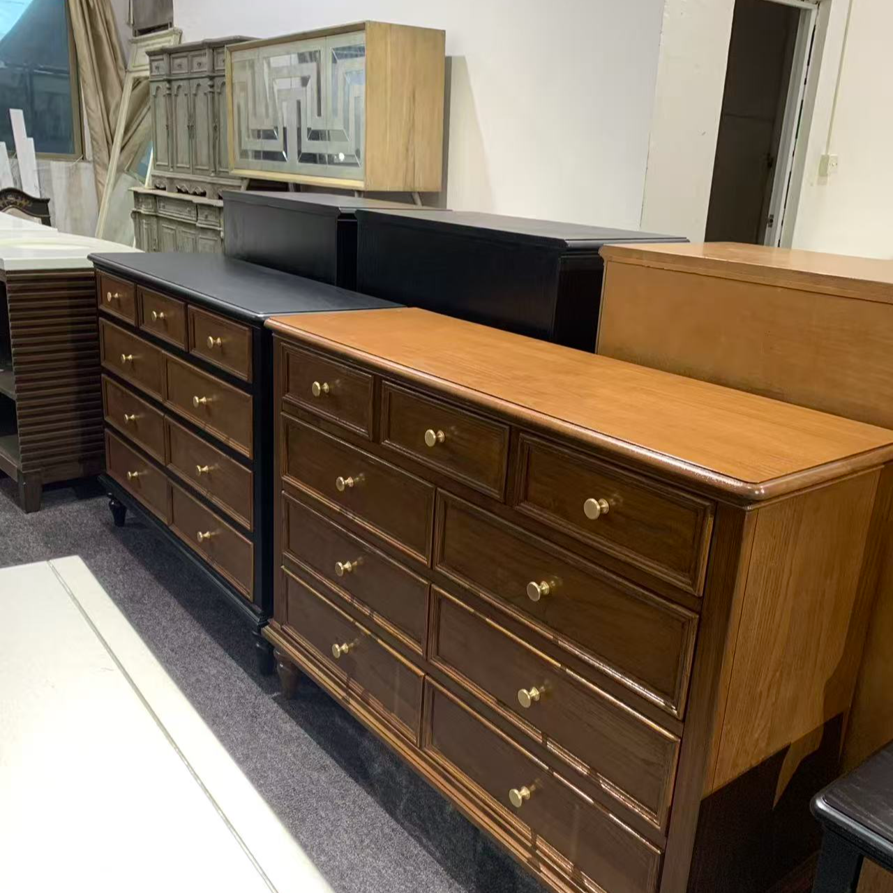 欧式玄关柜美式复古风做旧餐边柜家用双门新中式简约电视柜斗柜