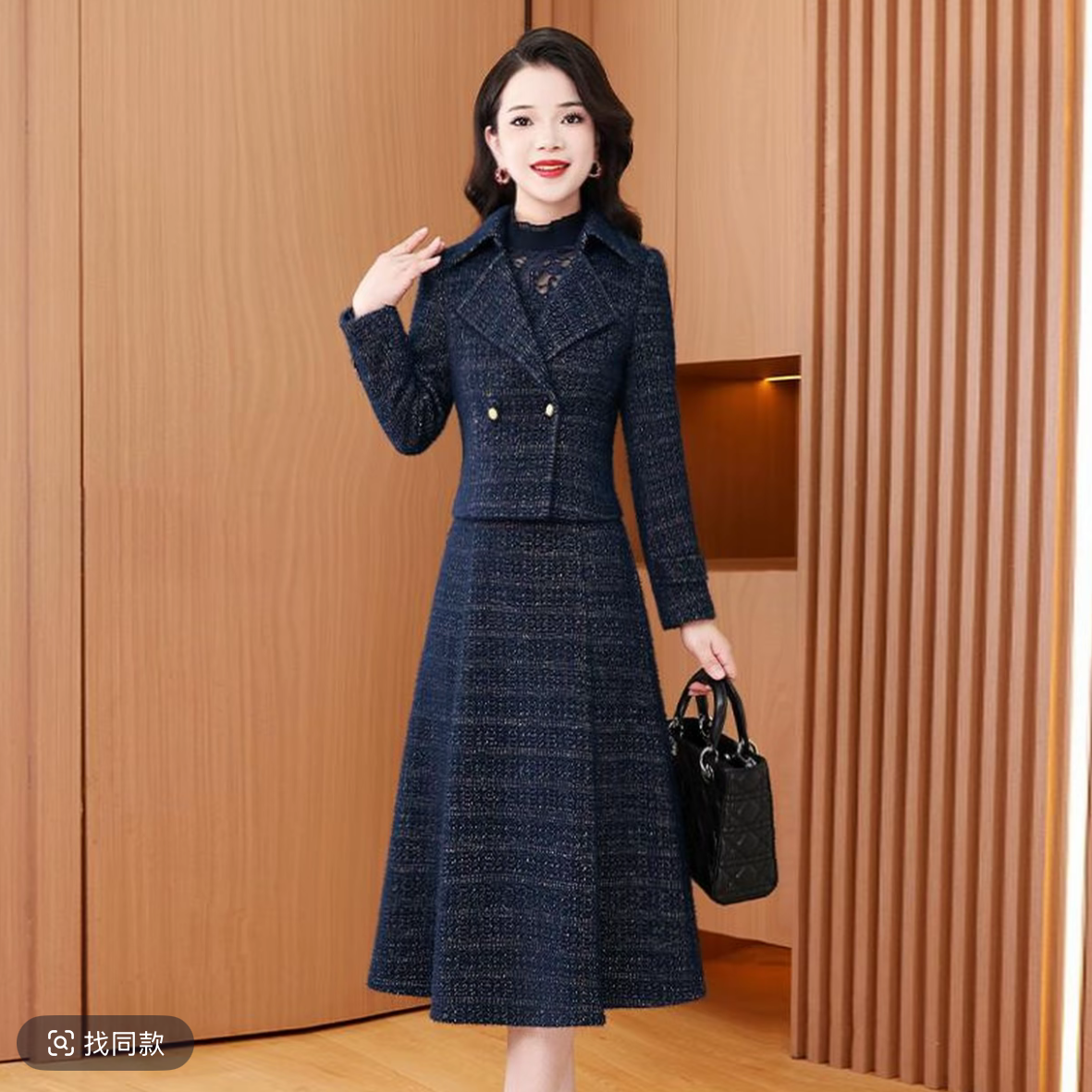 小香风套装连衣裙女2025秋冬新款时尚洋气显瘦两件套裙