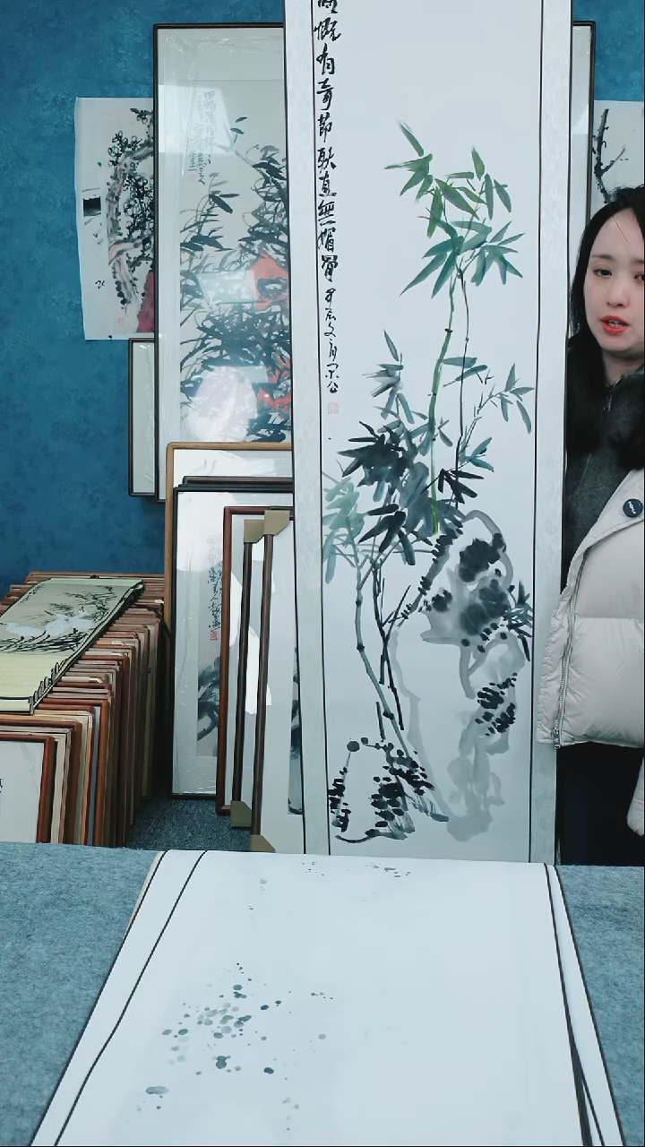 【闪购商品】国画四尺对开本土老师卷轴