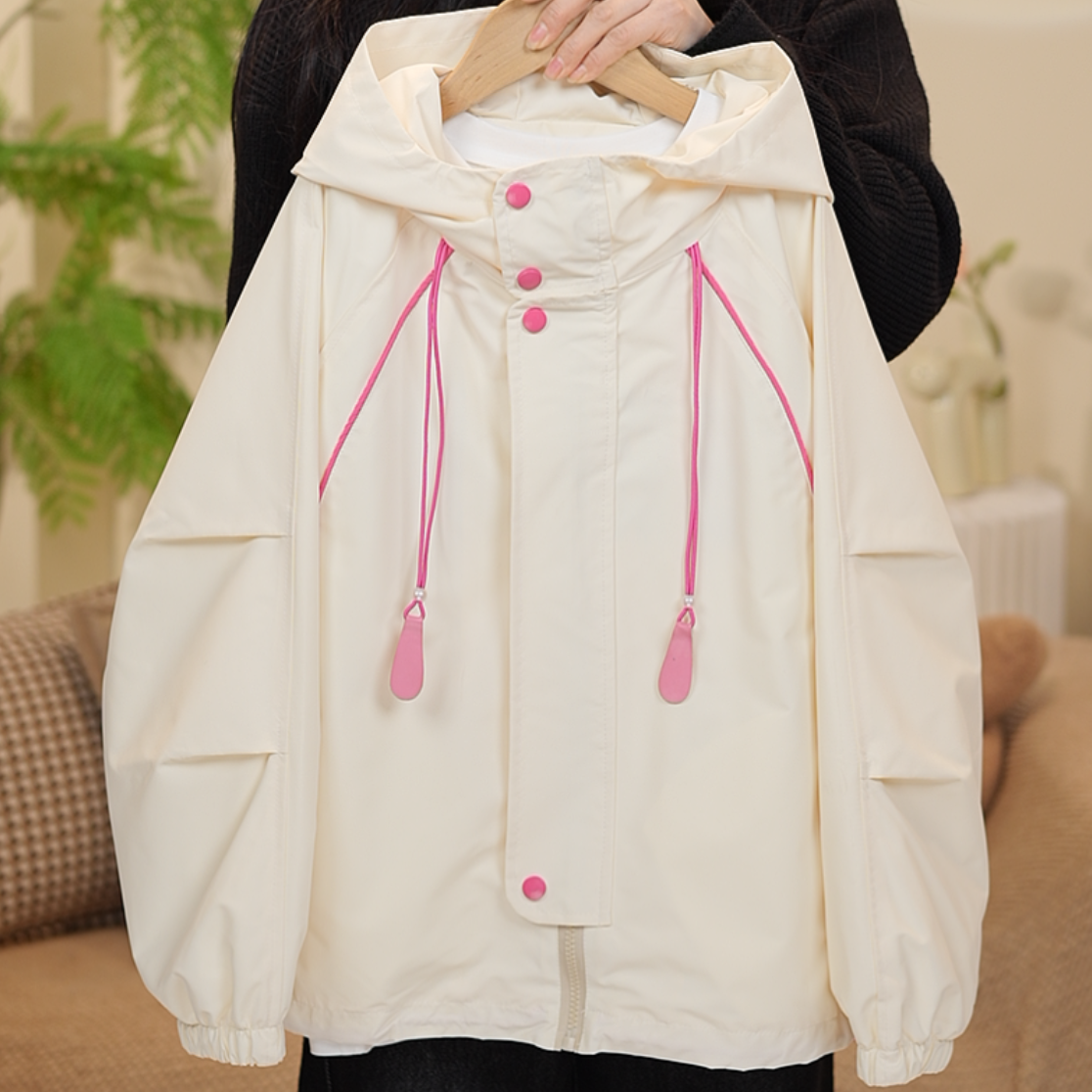 女大童冲锋衣秋季外套洋气青少年初高中生连帽立领拉链衫登山服潮