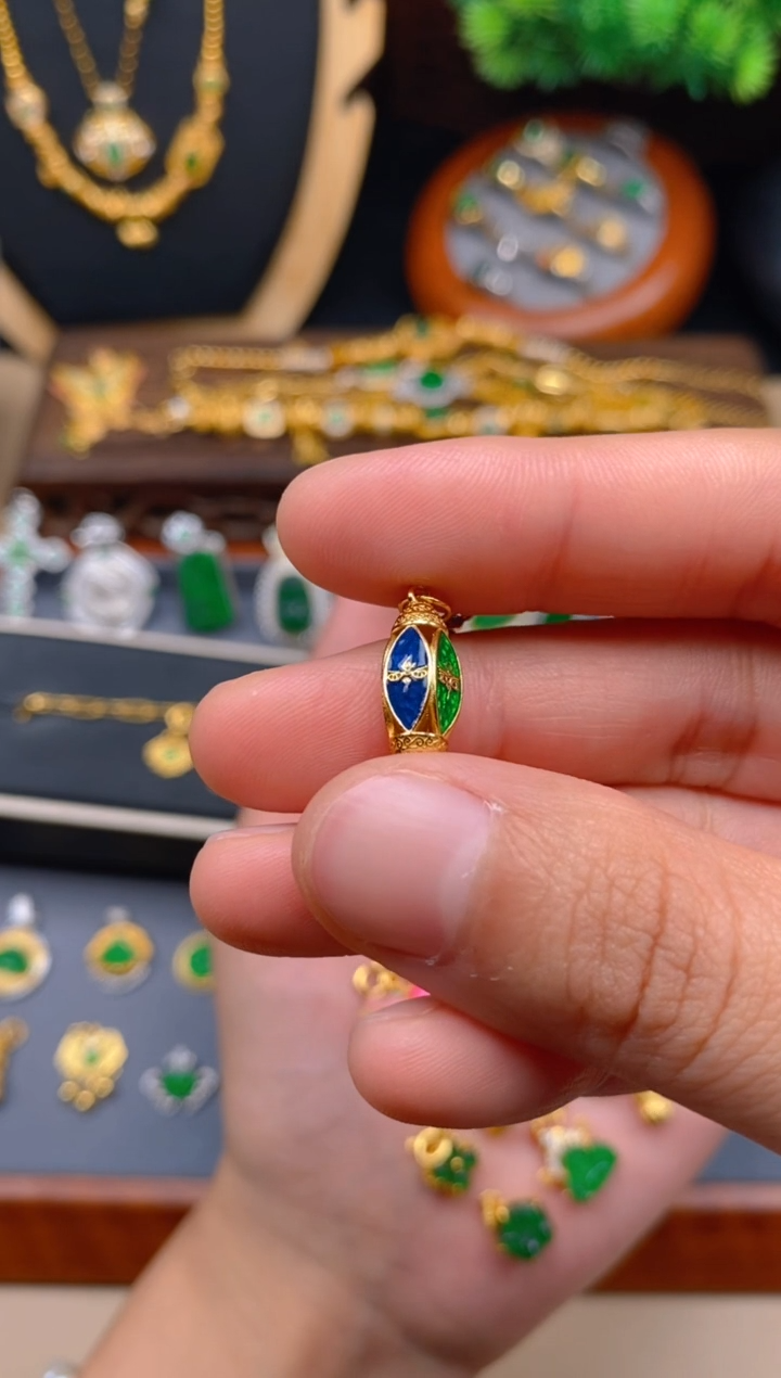 翡翠银S925镶嵌吊坠(不含链)五路财神