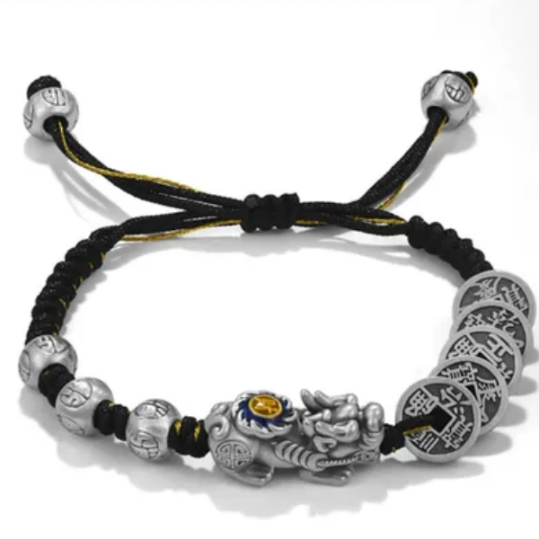 足银银制品 貔貅五帝币 男女手链珠宝复古宫廷坠链民族风手工81