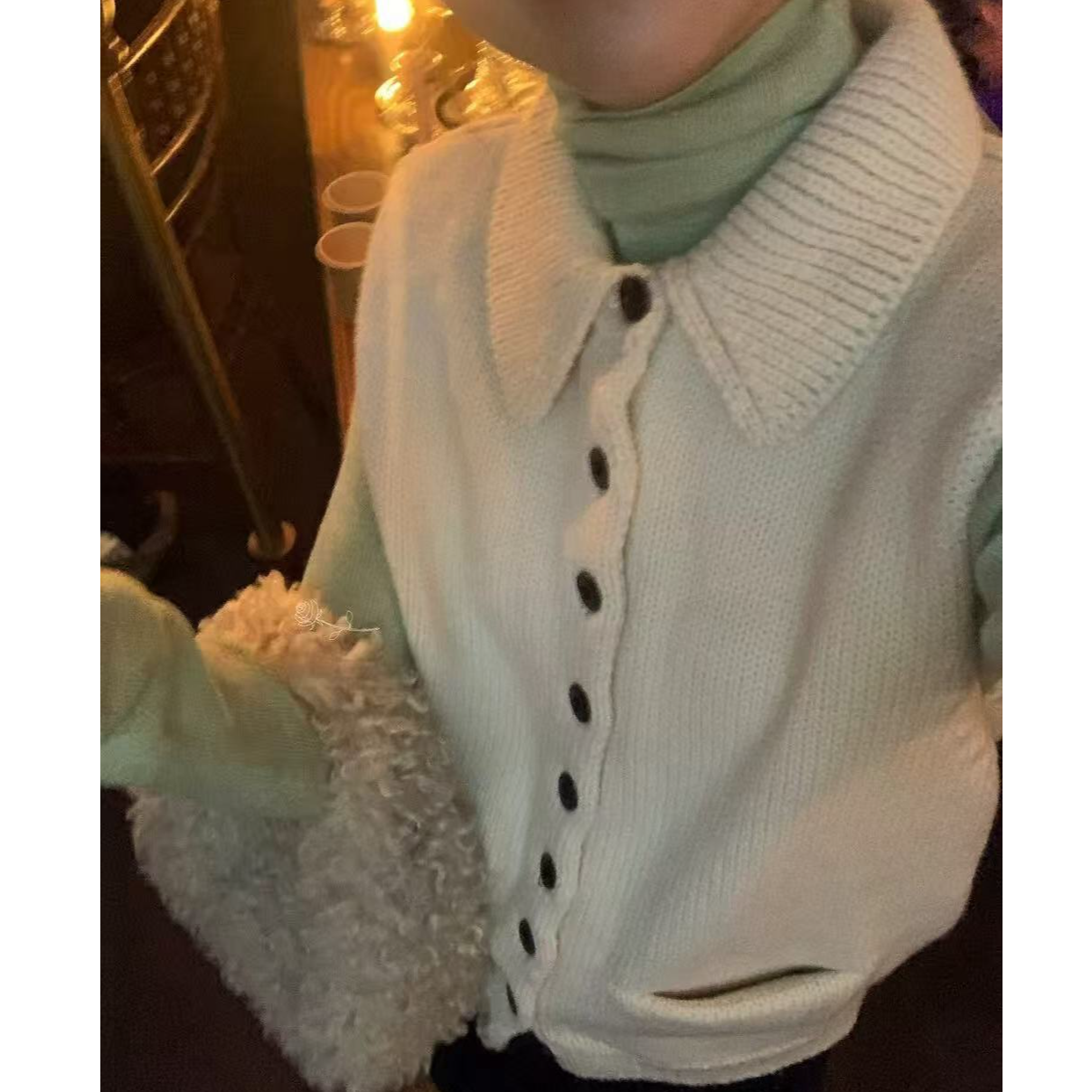 M3527 《古董情话》基础翻领马甲针织开衫