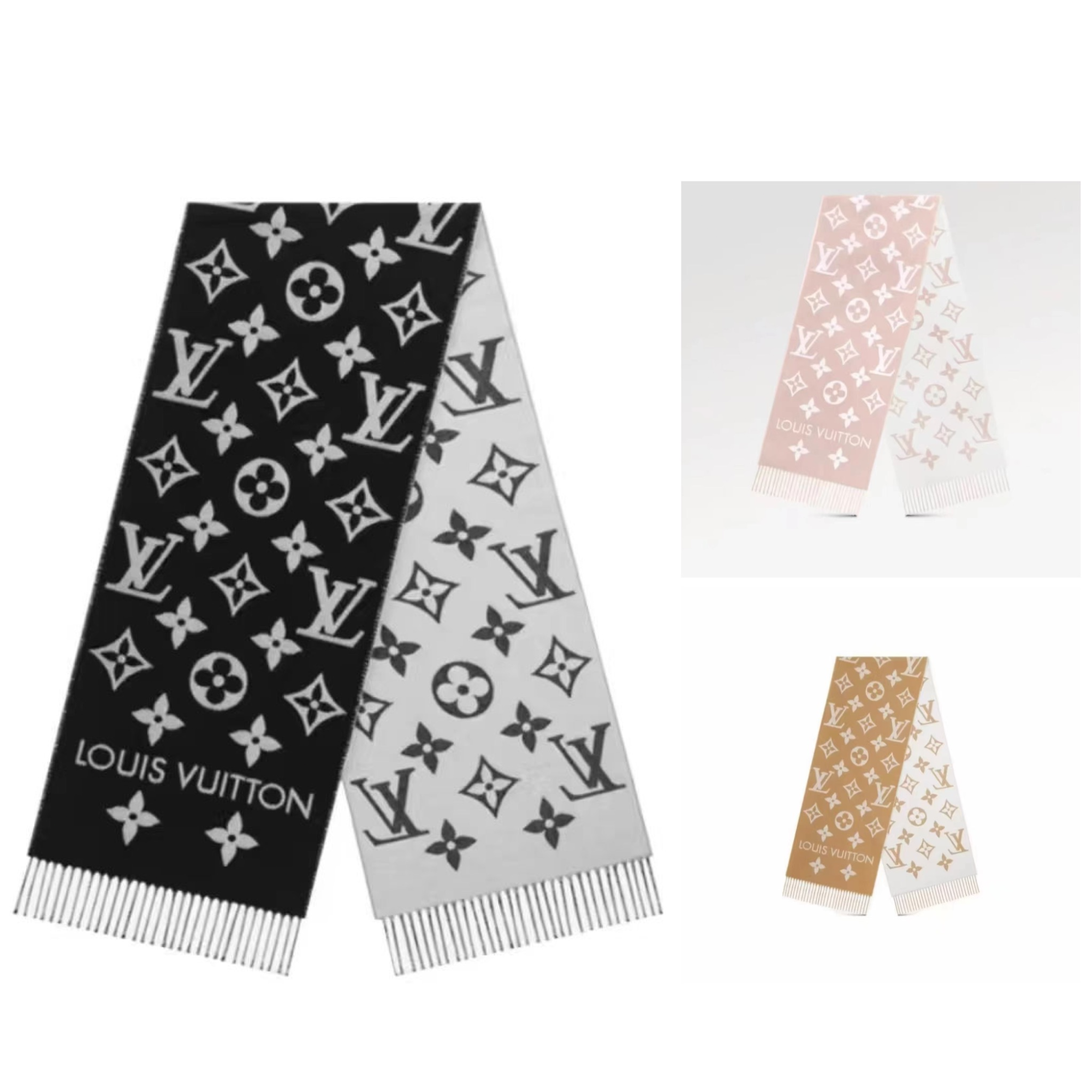 全新未使用 LOUIS VUITTON 字母保暖时尚 羊毛围巾 男女同款