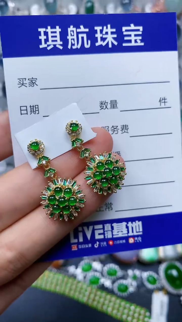 【闪购商品】翡翠耳饰银S925镶嵌0278