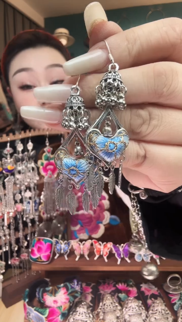 刺绣纯手工民族风刺绣耳环