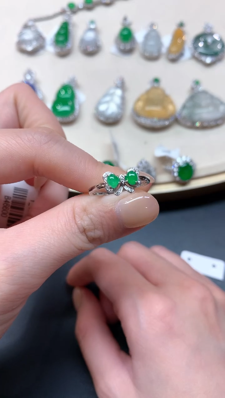 翡翠戒指18K金镶嵌A50（多样性发其一件）|1980