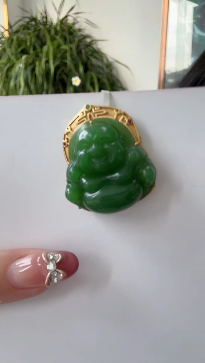 【闪购商品】和田玉Q18K金镶嵌佛公