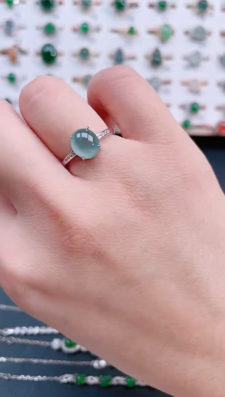 银S925镶嵌戒指翡翠天然翡翠