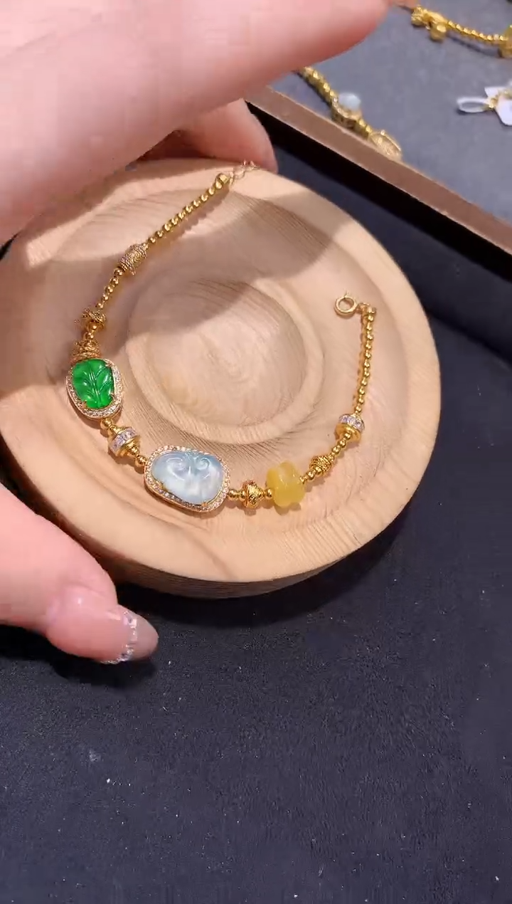 银S925镶嵌手串翡翠手链