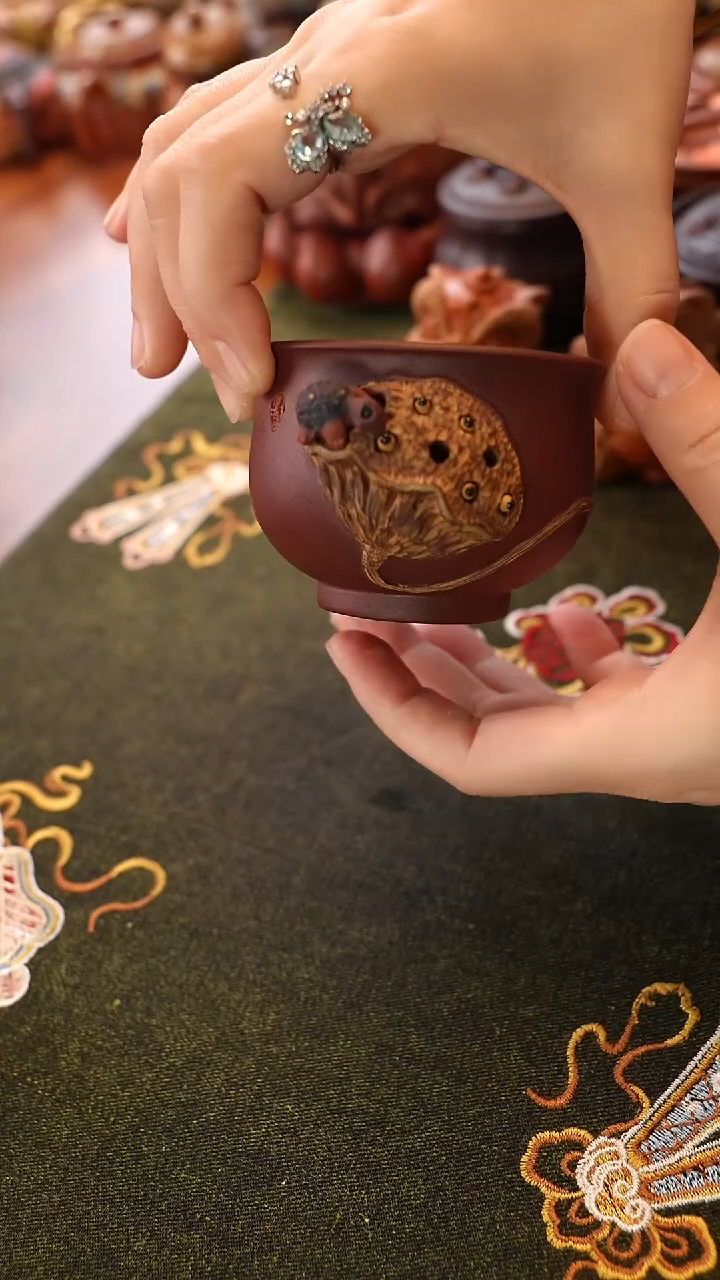 茶壶紫砂紫泥富甲莲蓬杯