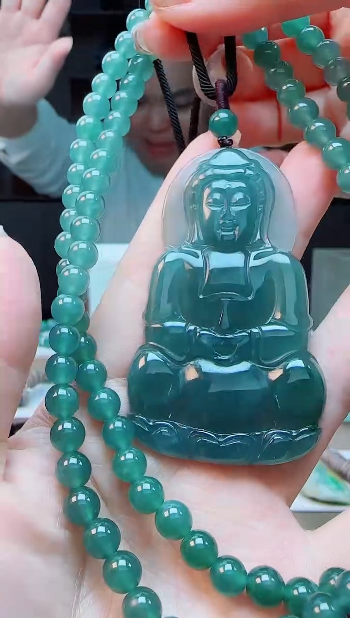 颈饰未镶嵌翡翠多样性发其一79573     大观音+珠链