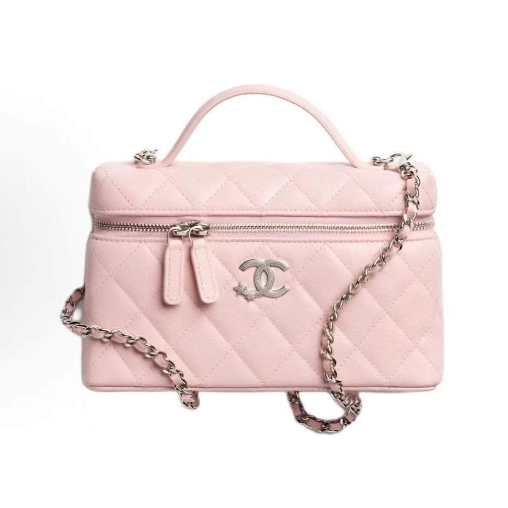 未使用 Chanel/香奈儿  25B 樱花粉荔枝饭盒包 星星钻扣