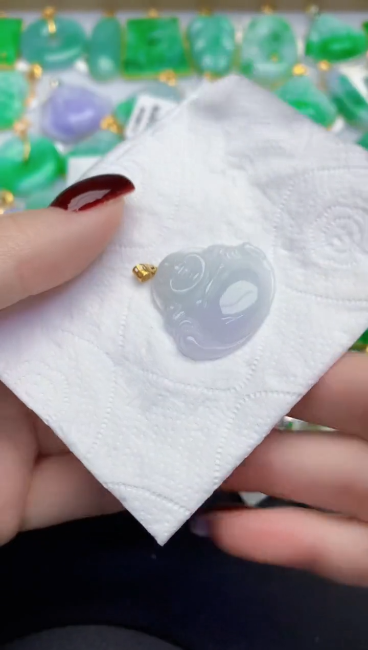 颈饰18K金镶嵌翡翠缅甸天然翡翠A货