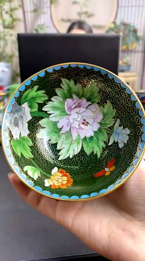 【闪购商品】非遗技艺 景泰蓝花卉碗绿色