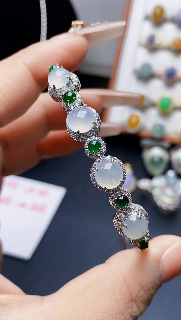 银S925镶嵌戒指翡翠0450