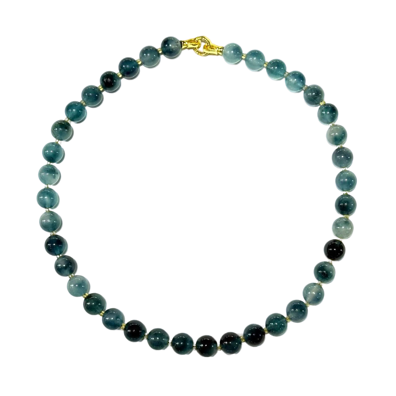 x726-国风设计款蓝冰魄玛瑙圆珠项链-赠礼盒