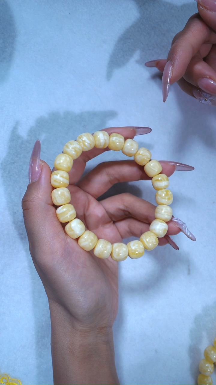 【闪购商品】蜜蜡手链未镶嵌11mm浓蜡瓷白花虎皮妖花