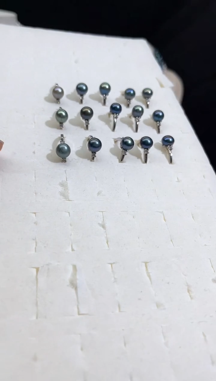 颈饰未镶嵌淡水珍珠孔雀蓝绿戒指